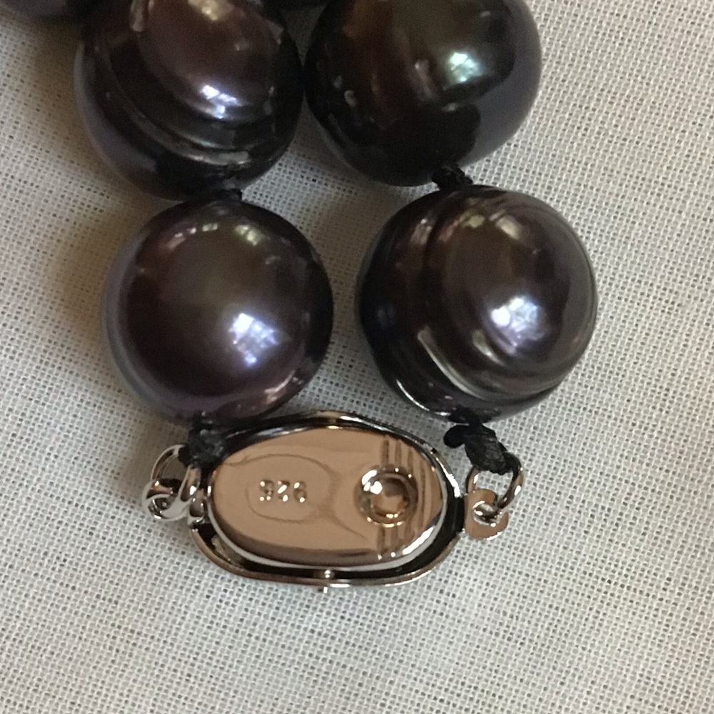 11mm Iridescent Tahitian Pearl Strand Sterling Silver - Picture 2 of 13